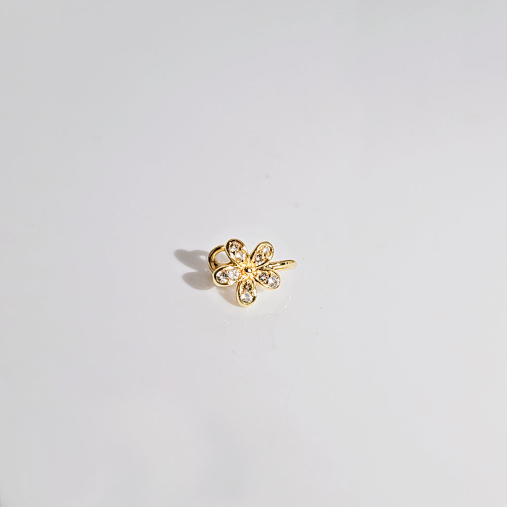 Shiny Bling No Piercing Nose Pin in Yellow Plated 925 Silver