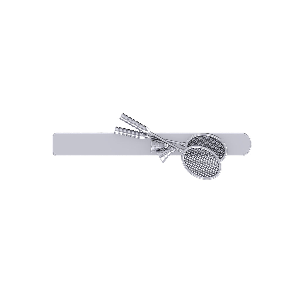Badminton Tie Pin in 925 Silver