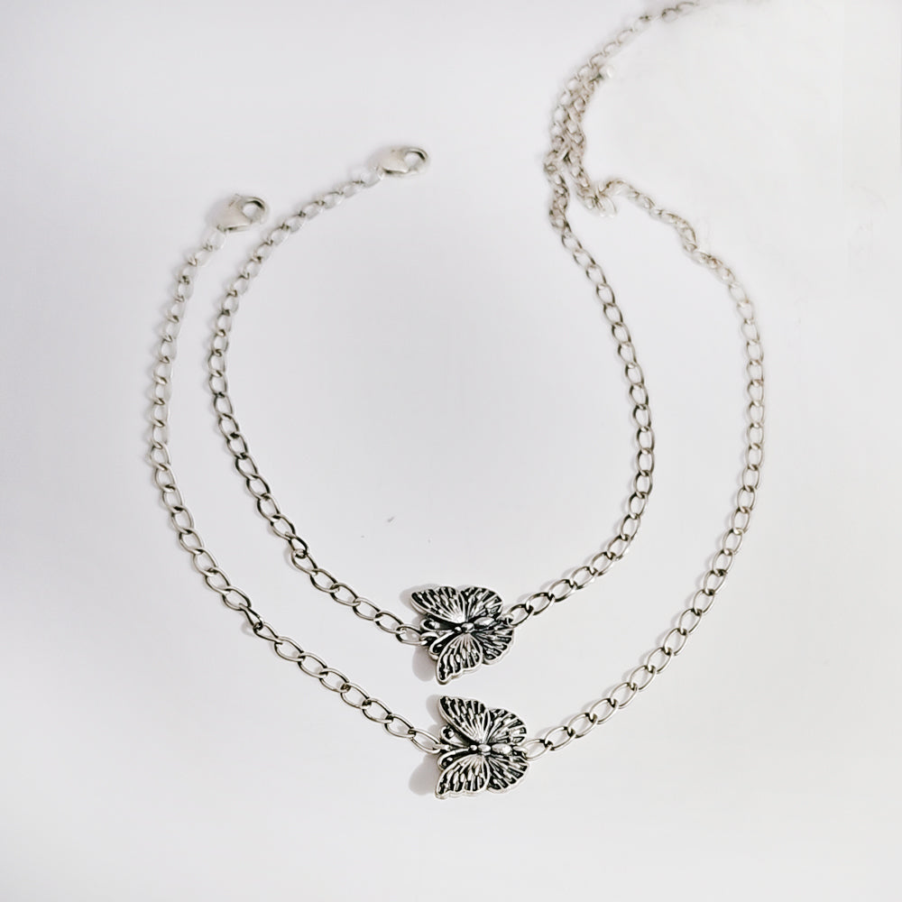 Butterfly Anklet in Oxidized 925 Silver