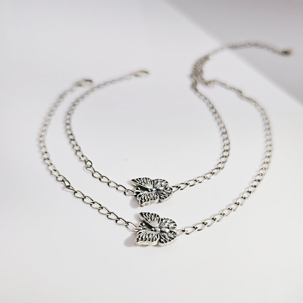 Butterfly Anklet in Oxidized 925 Silver