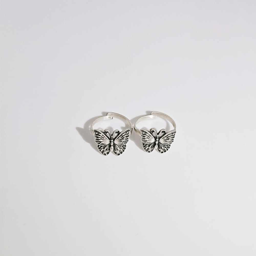 Butterfly Toe Ring in Oxidised 925 Silver