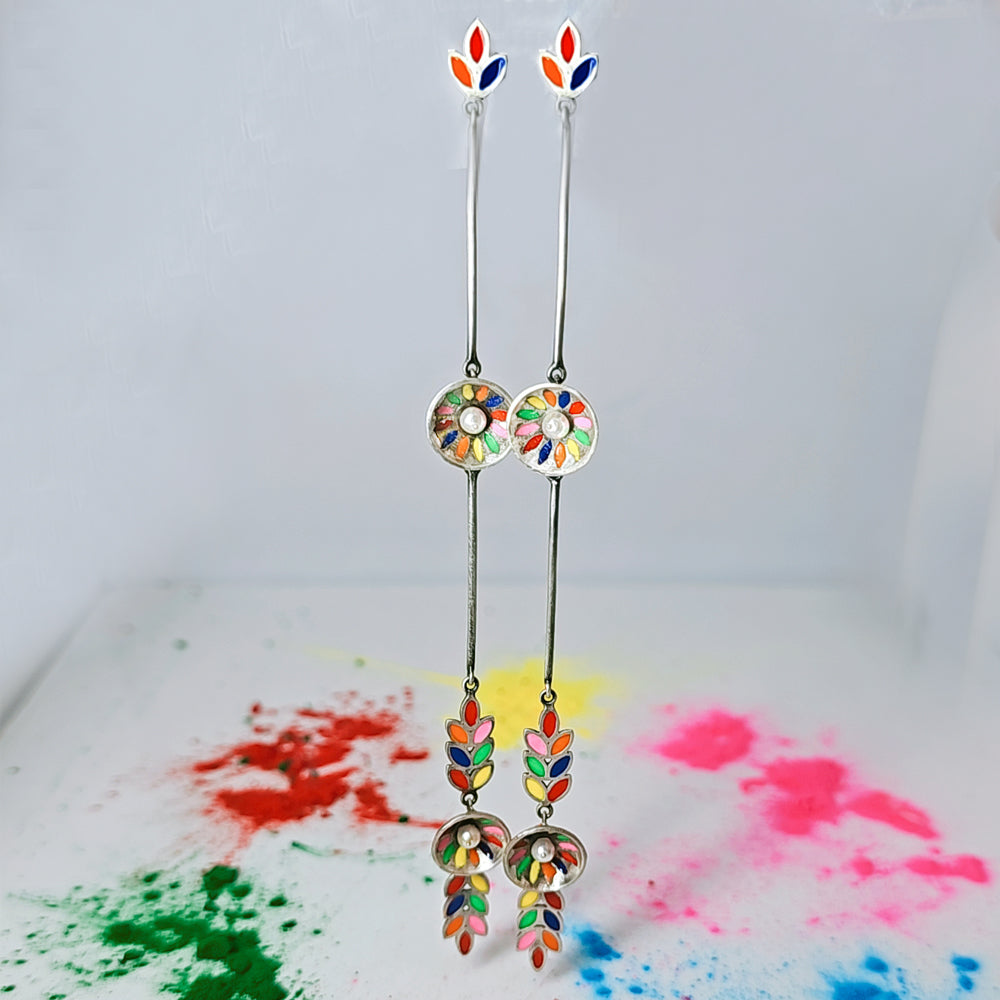 Gulal Elegance Shoulder duster earrings in Oxidised 925 Silver