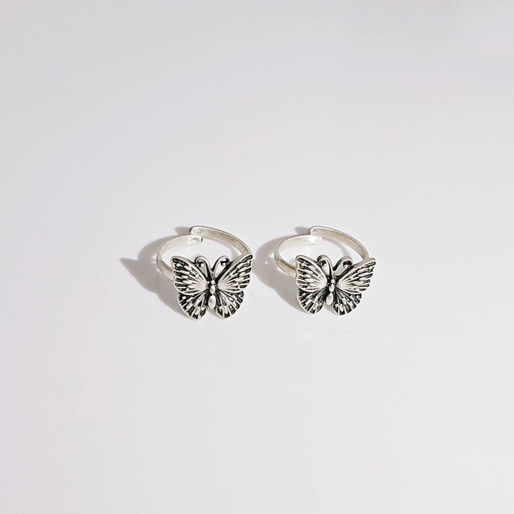 Butterfly Toe Ring in Oxidised 925 Silver