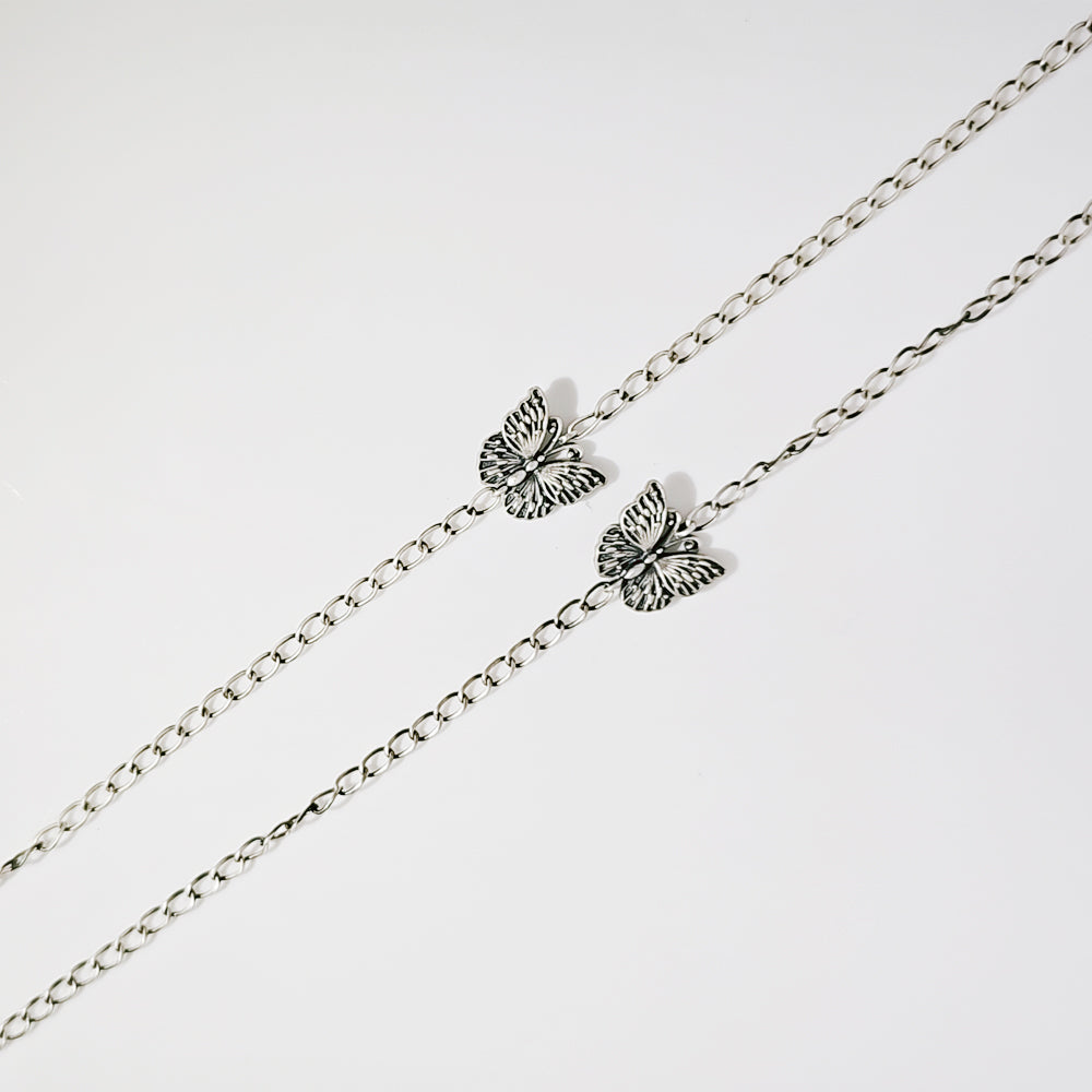 Butterfly Anklet in Oxidized 925 Silver