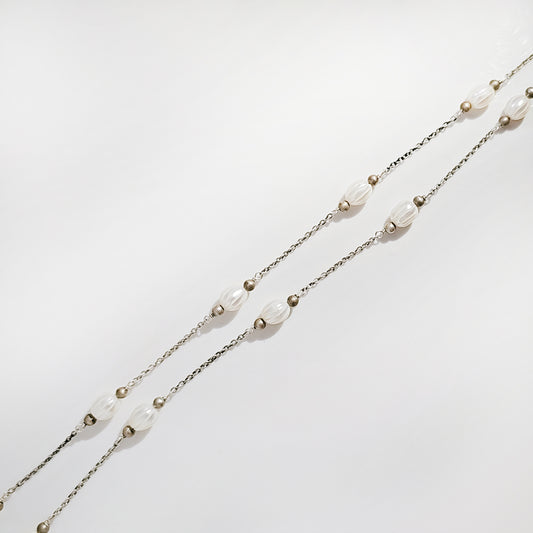 Carved Pearl Anklet in 925 Silver