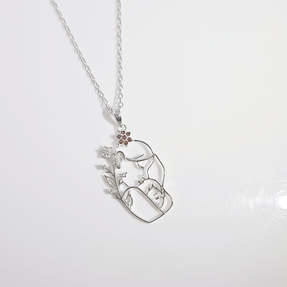 Celestial Embrace Mother and Baby Pendant in 925 Silver