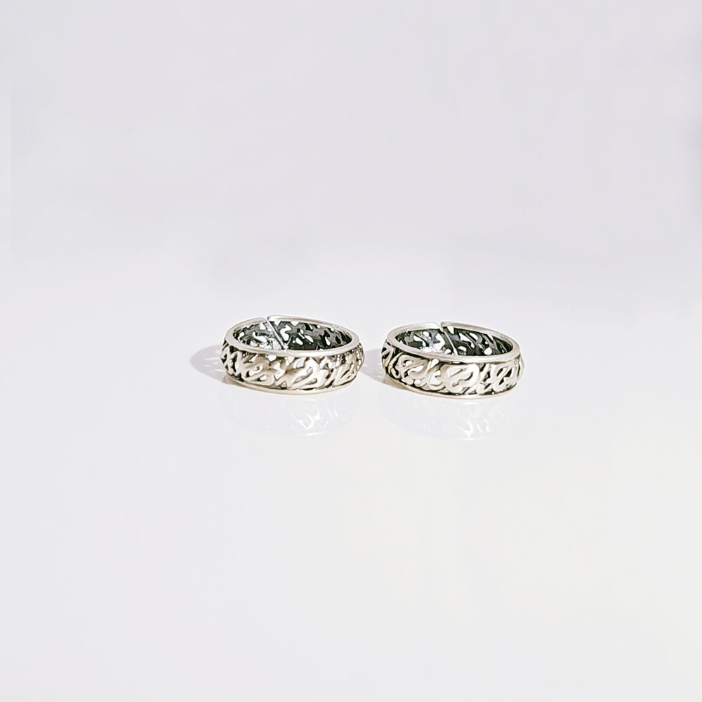 Filigree Band Toe Ring in Oxidised 925 Silver
