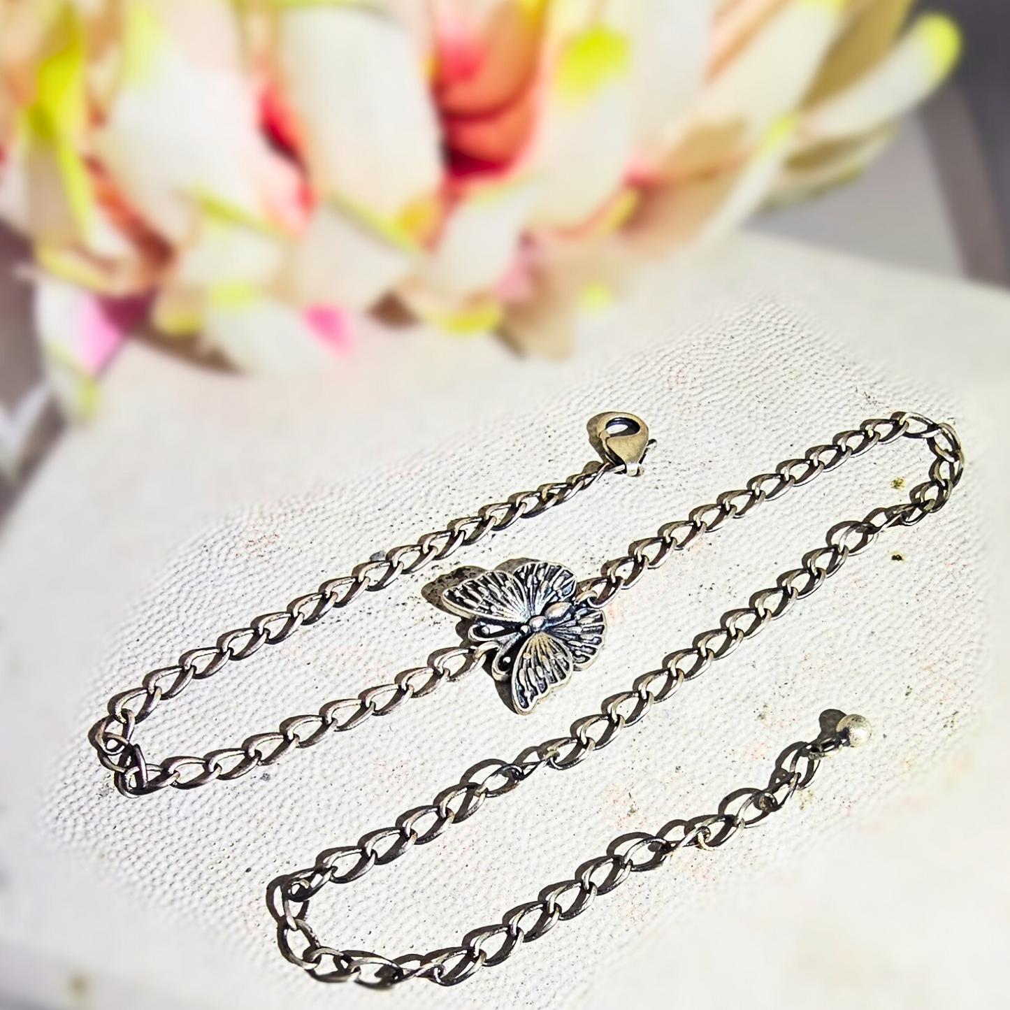 Butterfly Anklet in Oxidized 925 Silver