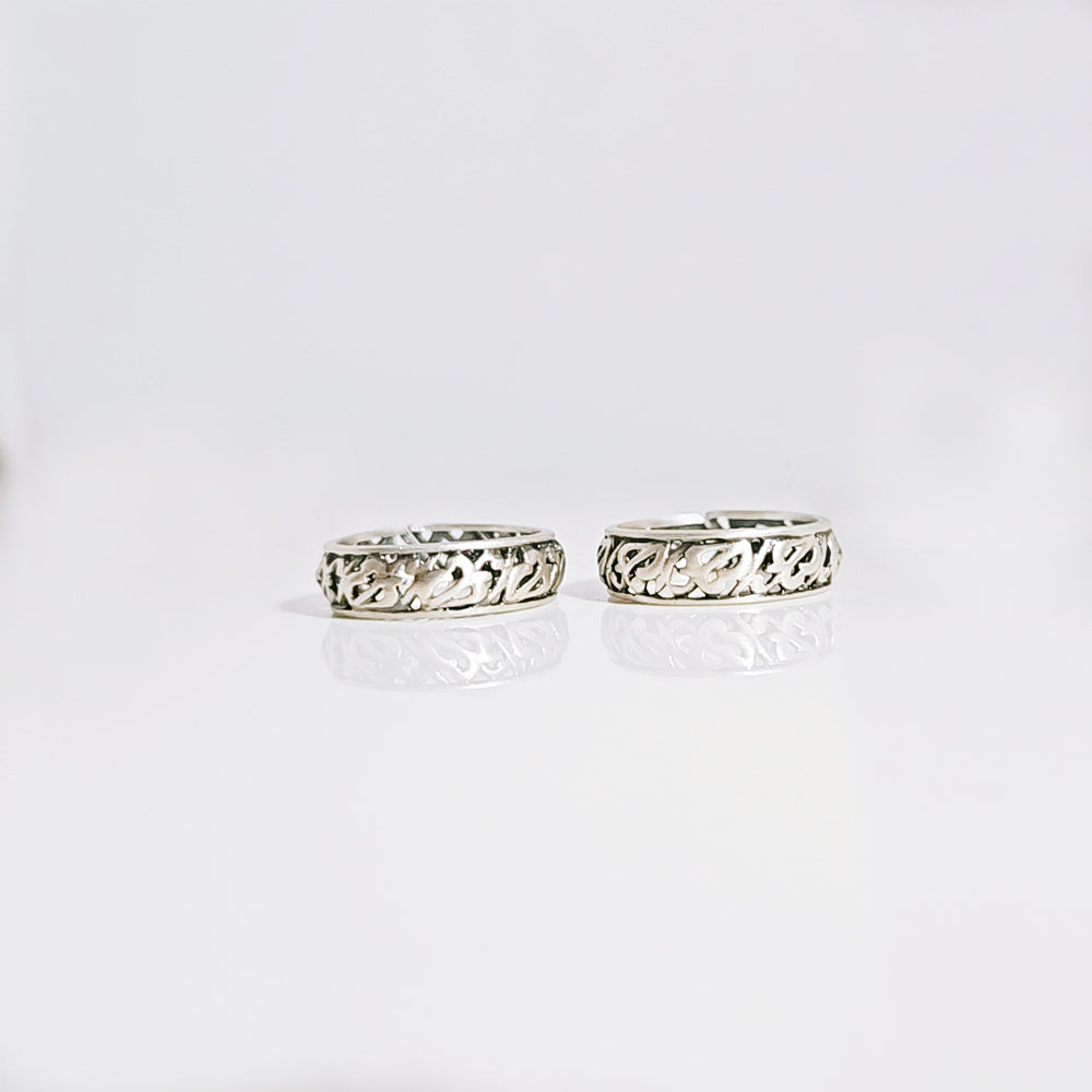 Filigree Band Toe Ring in Oxidised 925 Silver