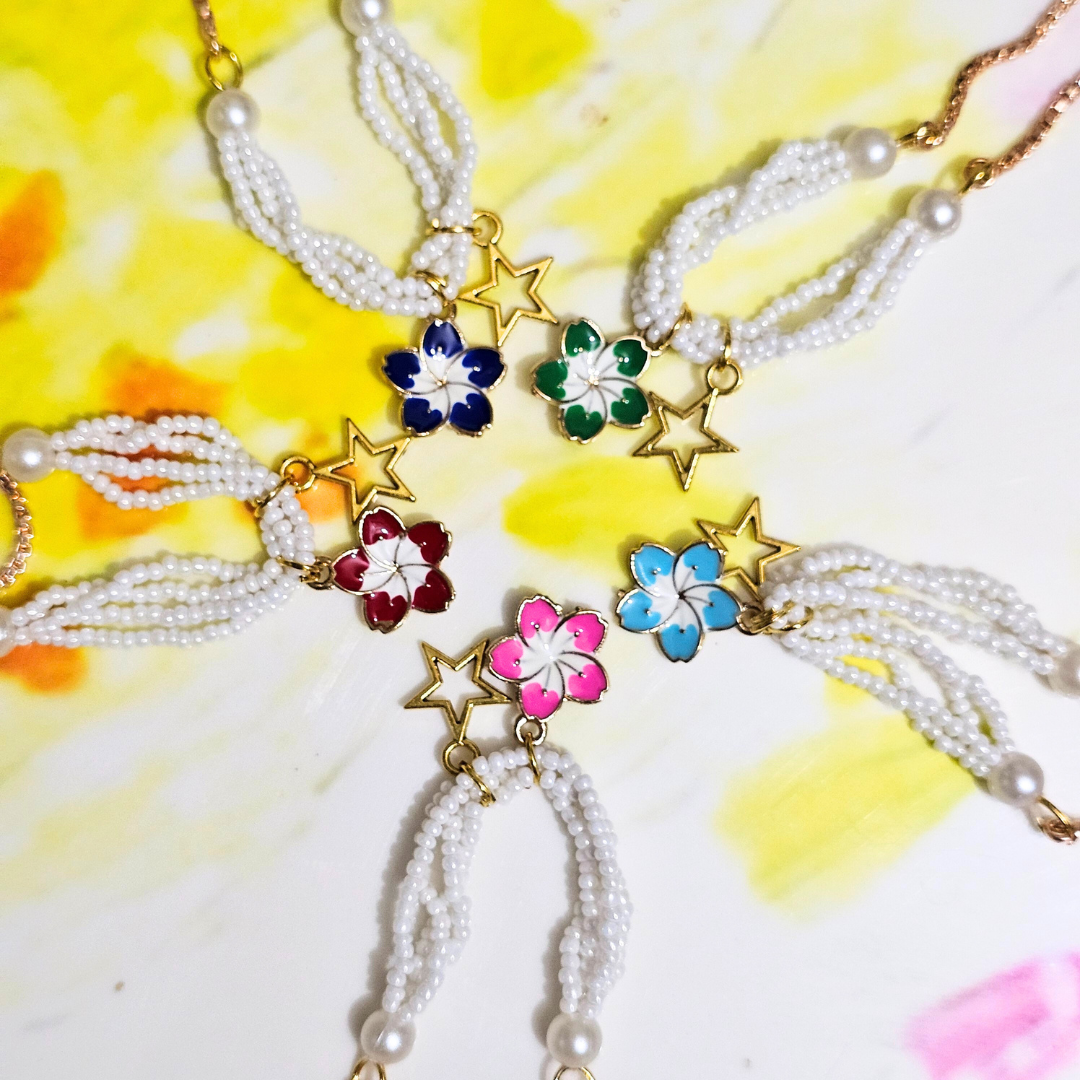 Flower Charm Bracelet Rakhi for Sisters