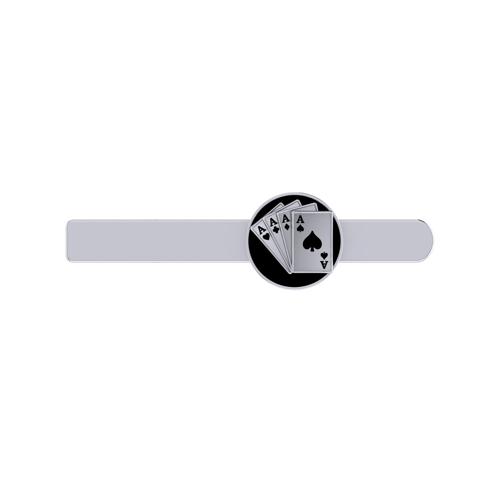 Dancing Cards Tie Pin in 925 Silver