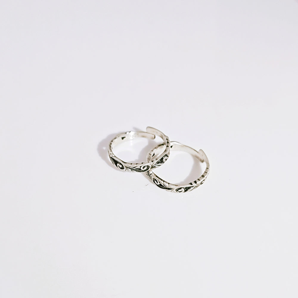 Intricate Filigree Band Toe Ring in Oxidised 925 Silver