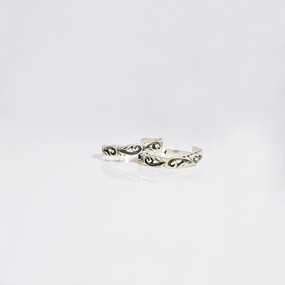 Intricate Filigree Band Toe Ring in Oxidised 925 Silver