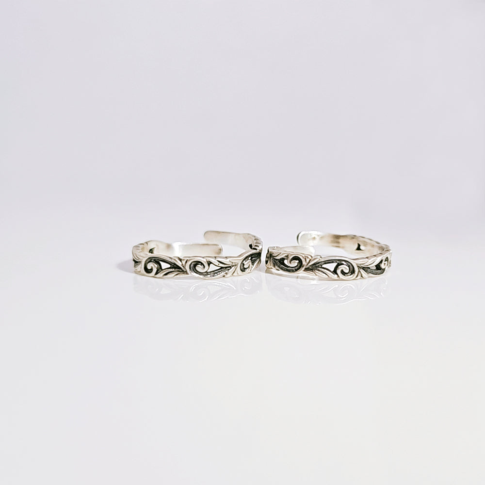 Intricate Filigree Band Toe Ring in Oxidised 925 Silver
