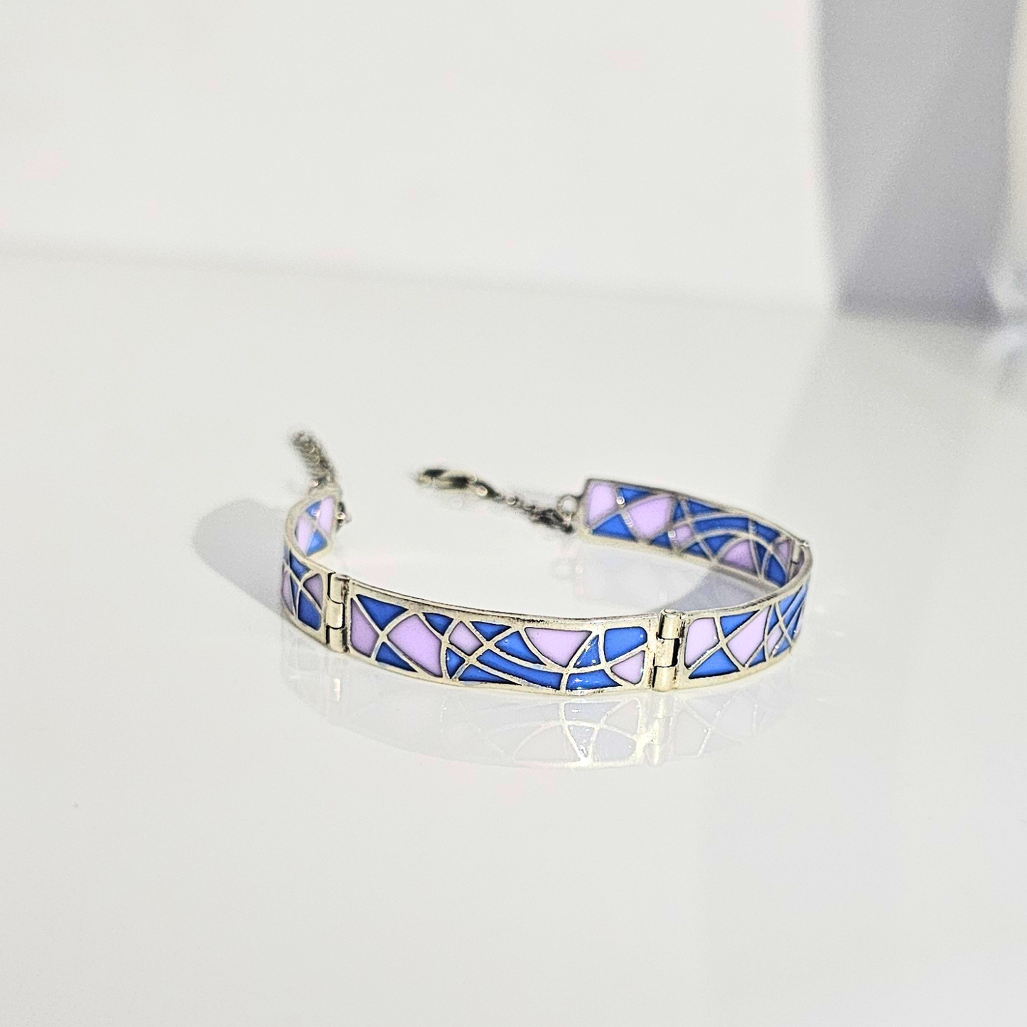 Geometric Wonders Flexible Bracelet in Oxidised 925 Silver