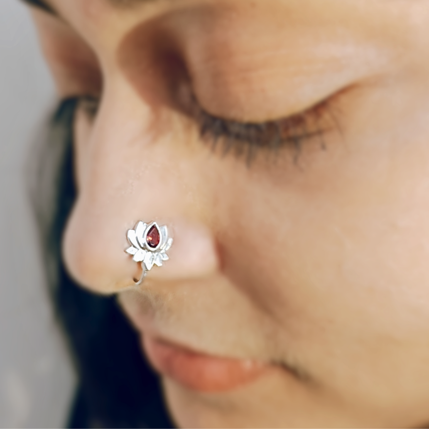 Lotus Nose Pin in 925 Silver (No Piercing)