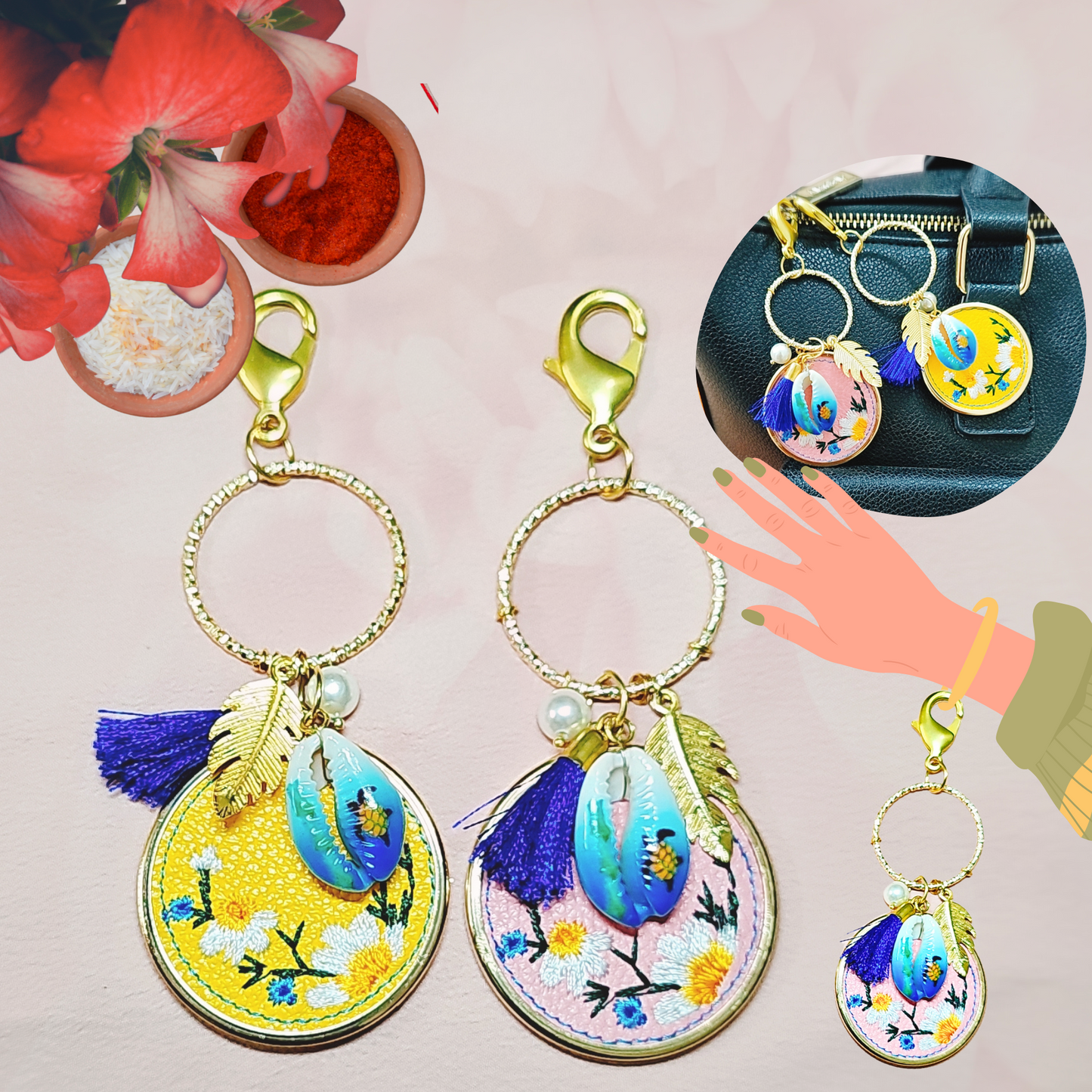 Multi Use Leather with Shell Charm Rakhi