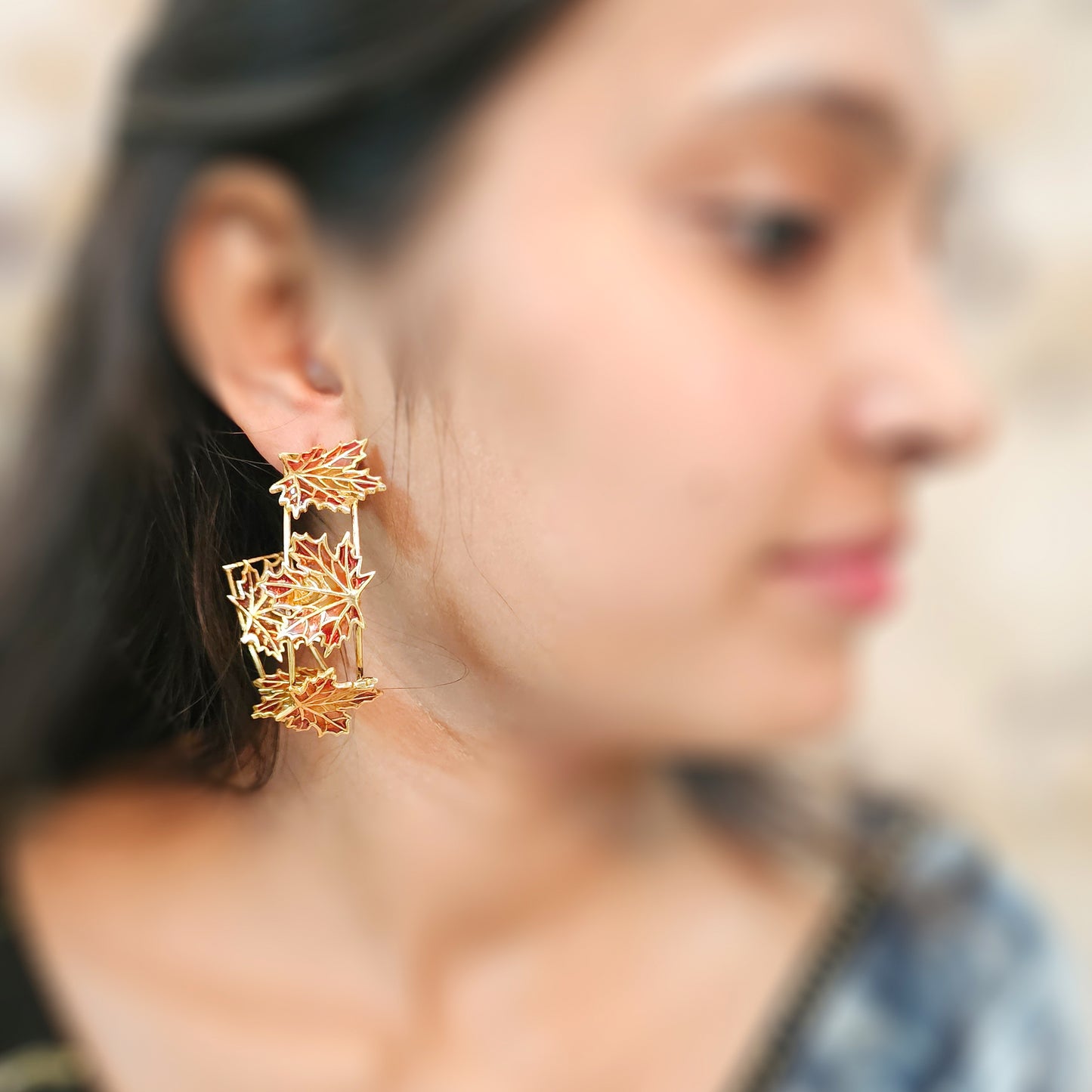 Statemnet Bold Hoop Maple Earrings