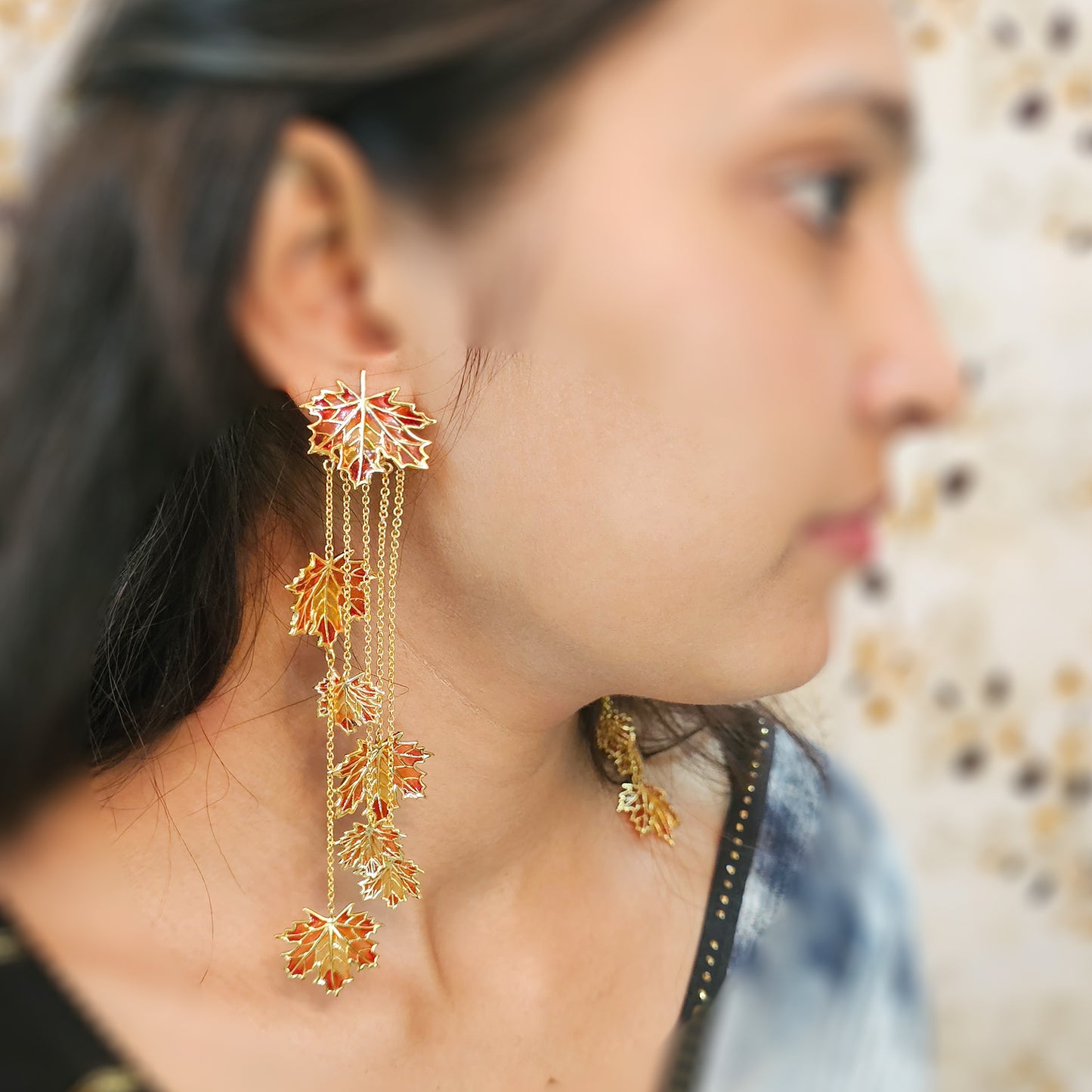 Statement Maple Leaf Dangle Earrings