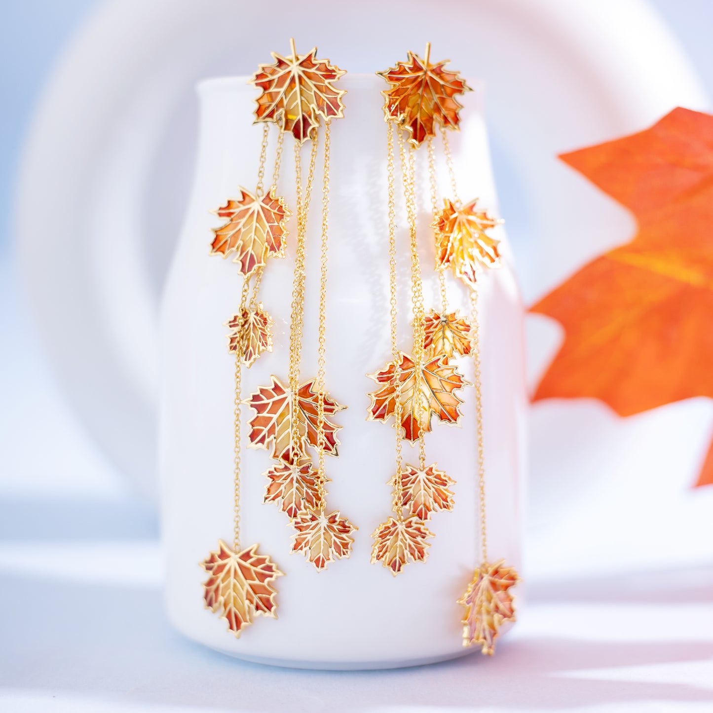 Statement Maple Leaf Dangle Earrings