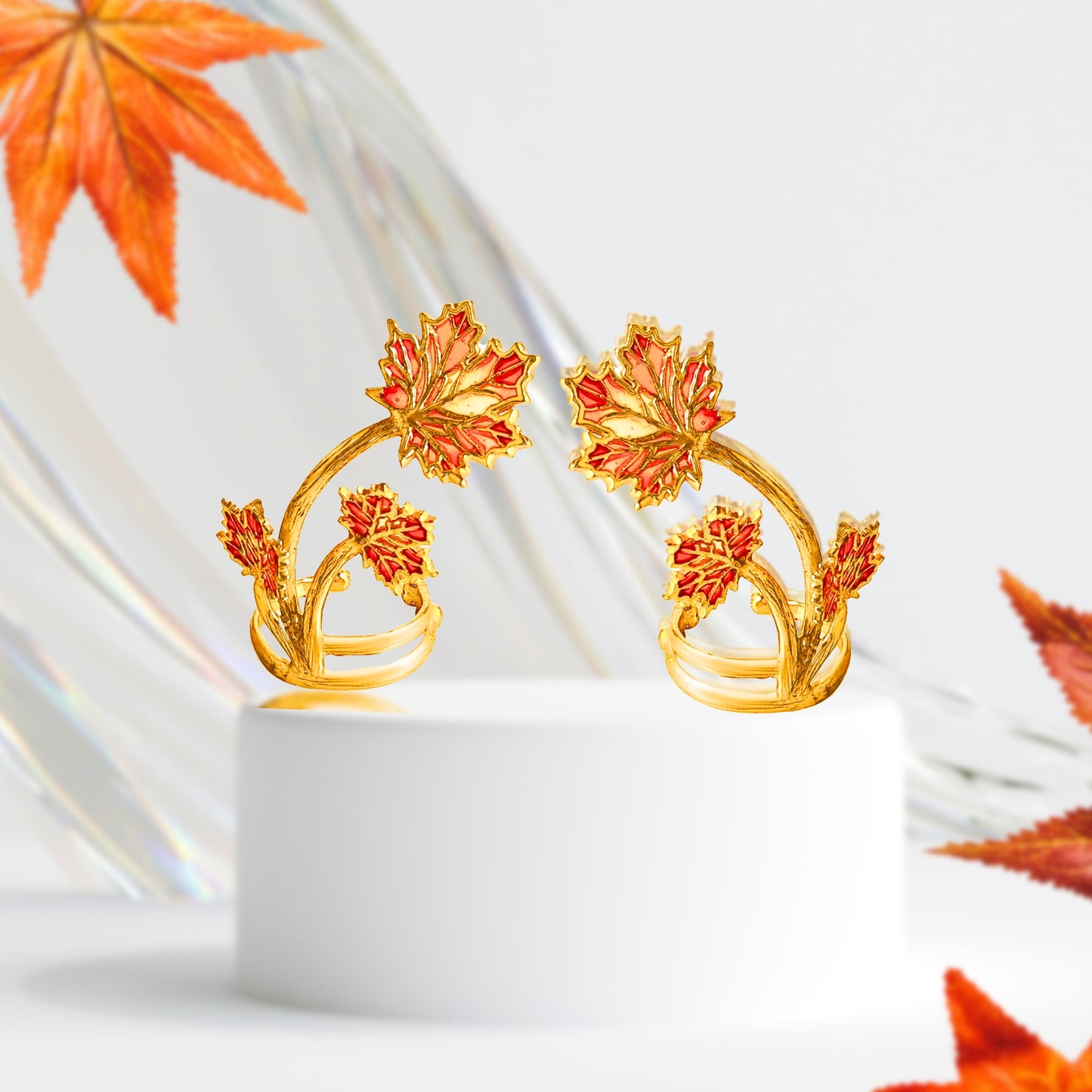 Tiny Maple Leaves No piercing Earcuff