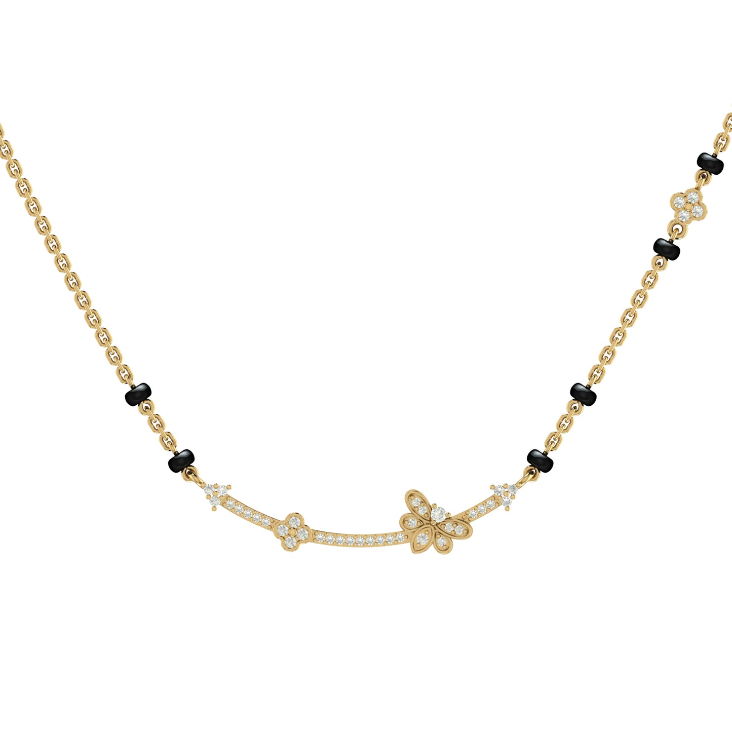 Butterfly with Clover Silver Mangalsutra