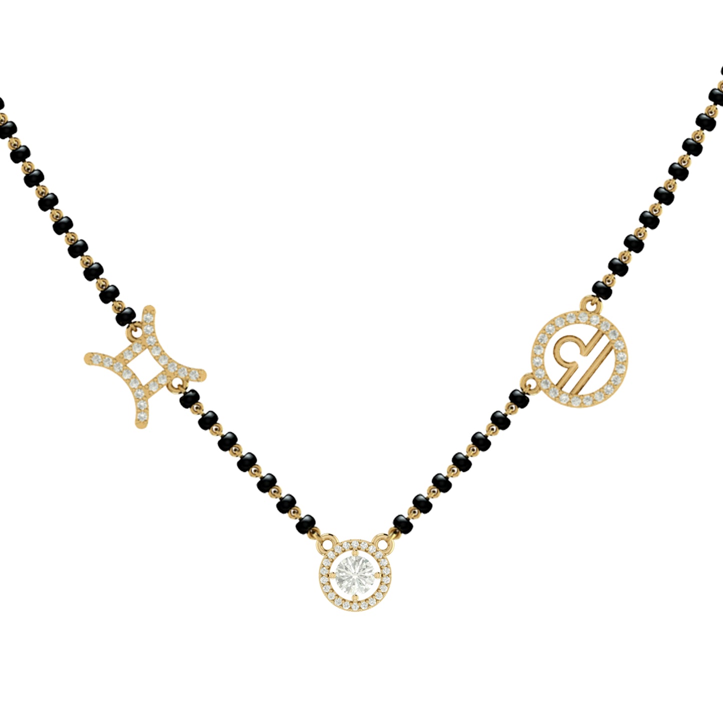 Yours & Mine Zodiac Mangalsutra Necklace in Silver & Zircon
