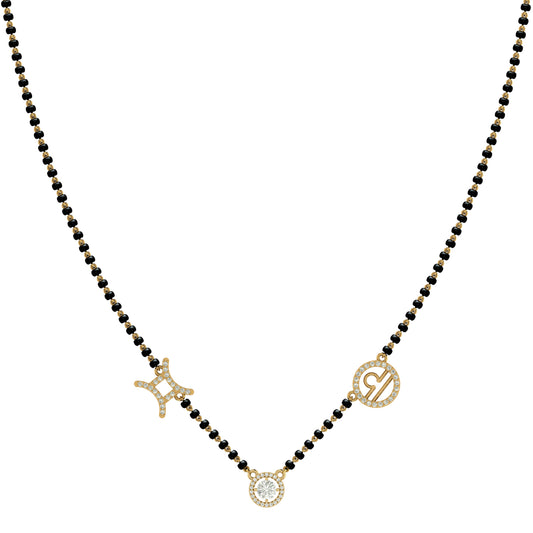 Yours & Mine Zodiac Mangalsutra Necklace in Silver & Zircon