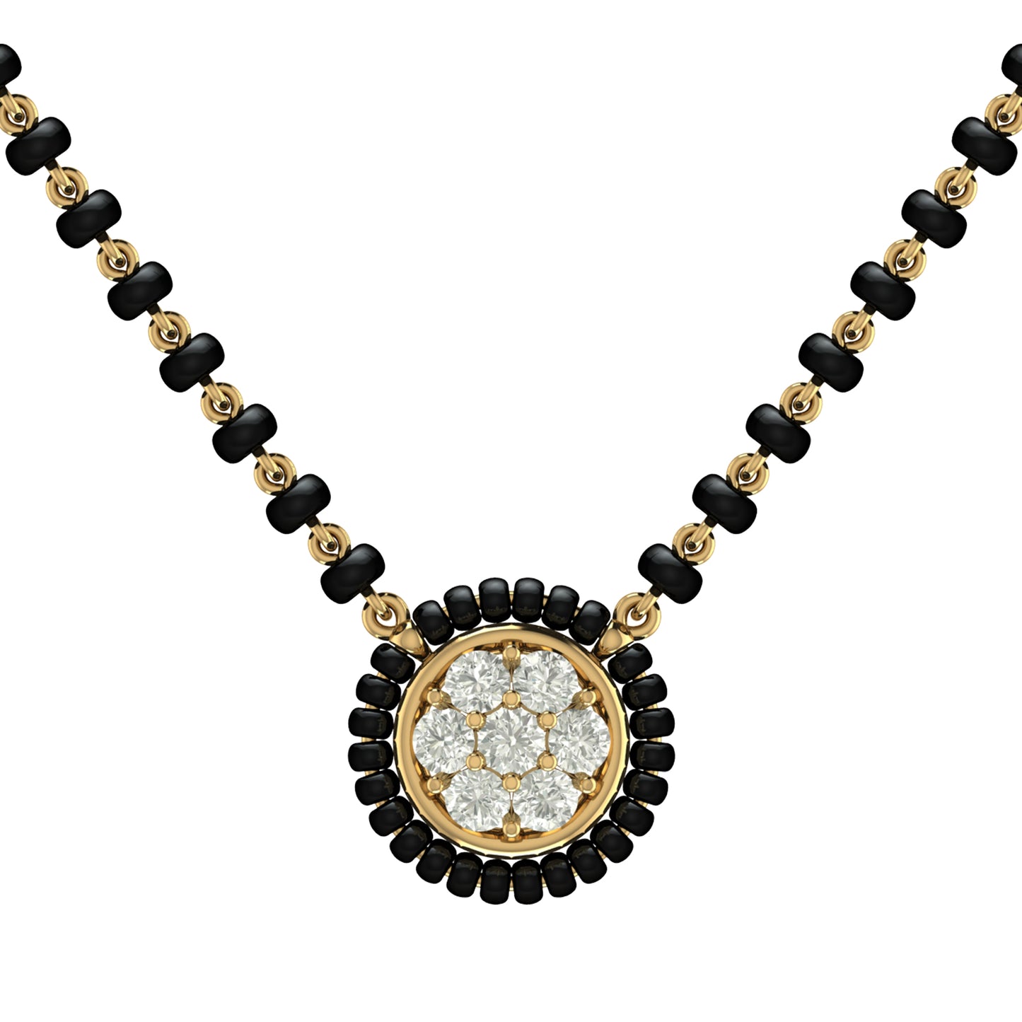 Classic Seven Stone Mangalsutra Necklace in Silver and CZ