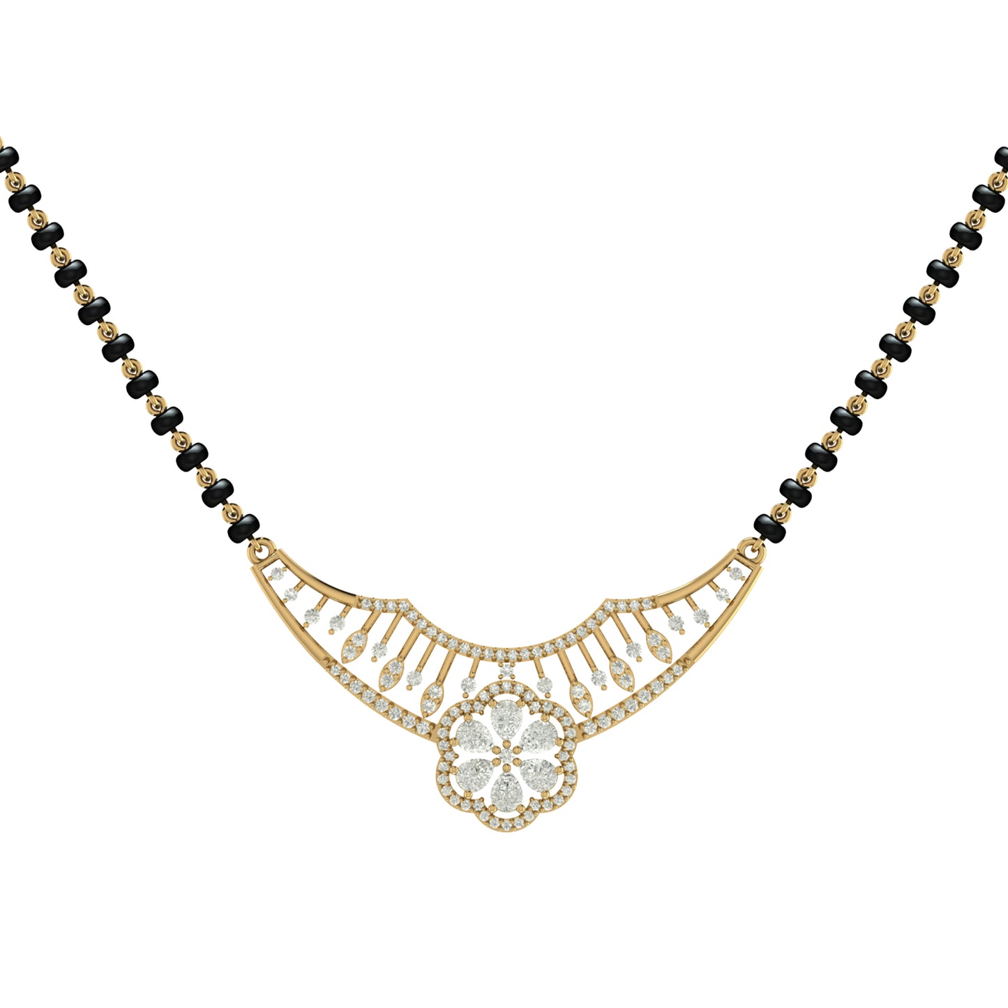 Blinging Flower Silver Zircon Mangalsutra