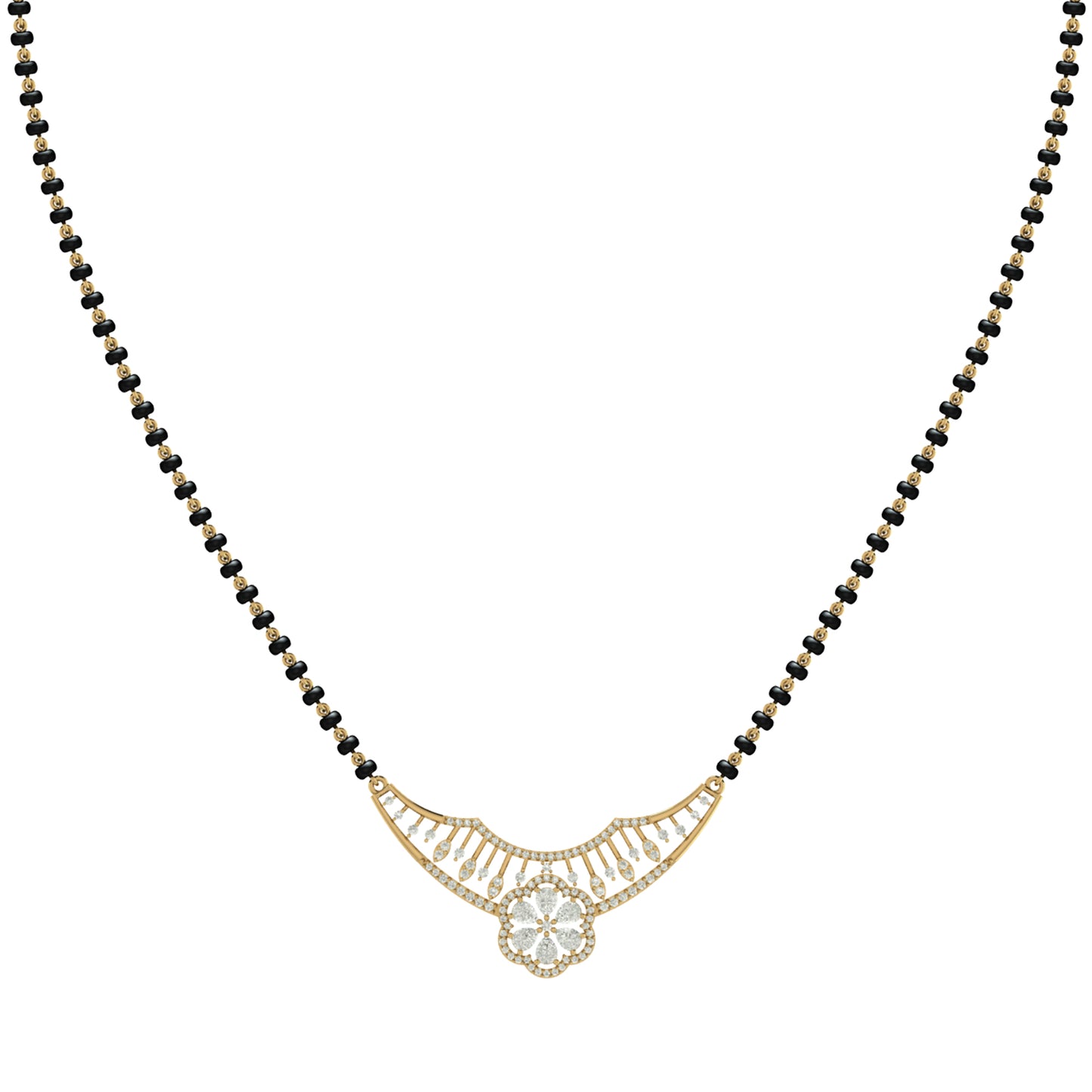 Blinging Flower Silver Zircon Mangalsutra