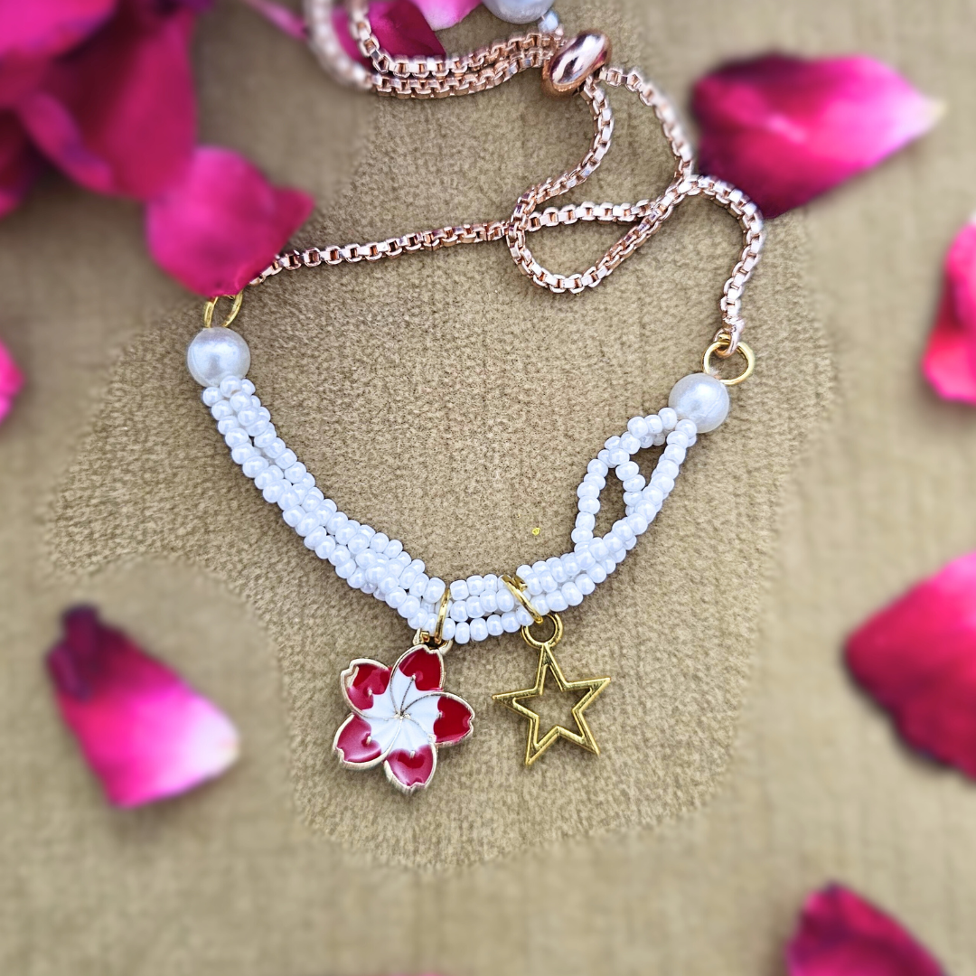 Flower Charm Bracelet Rakhi for Sisters