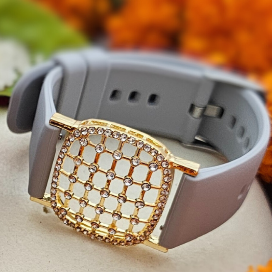 Silicone Watch Strap Jeweled Bracelet Rakhi