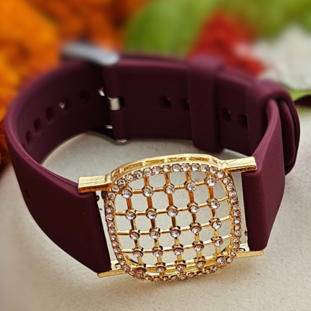 Silicone Watch Strap Jeweled Bracelet Rakhi