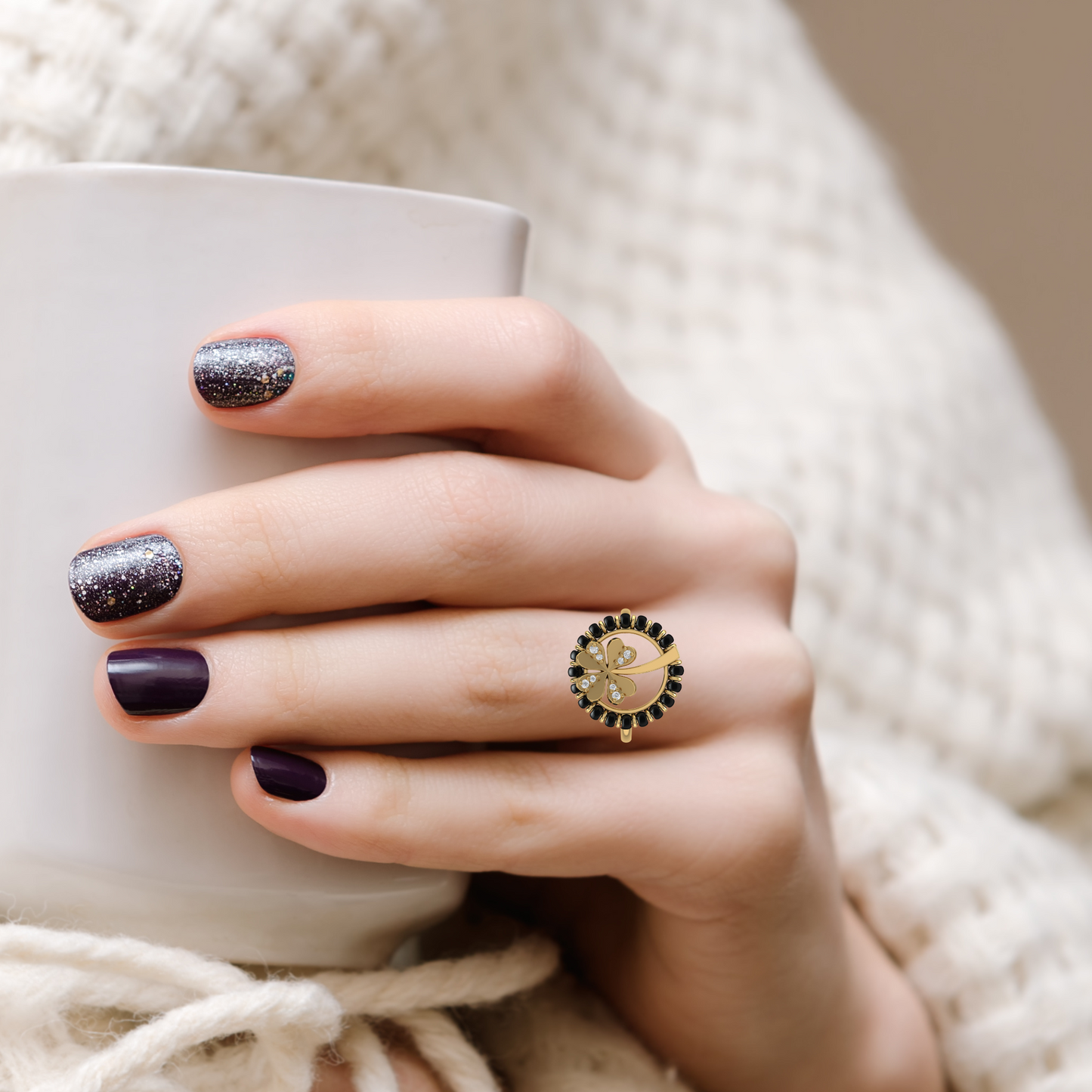Clover Mangalsutra Ring