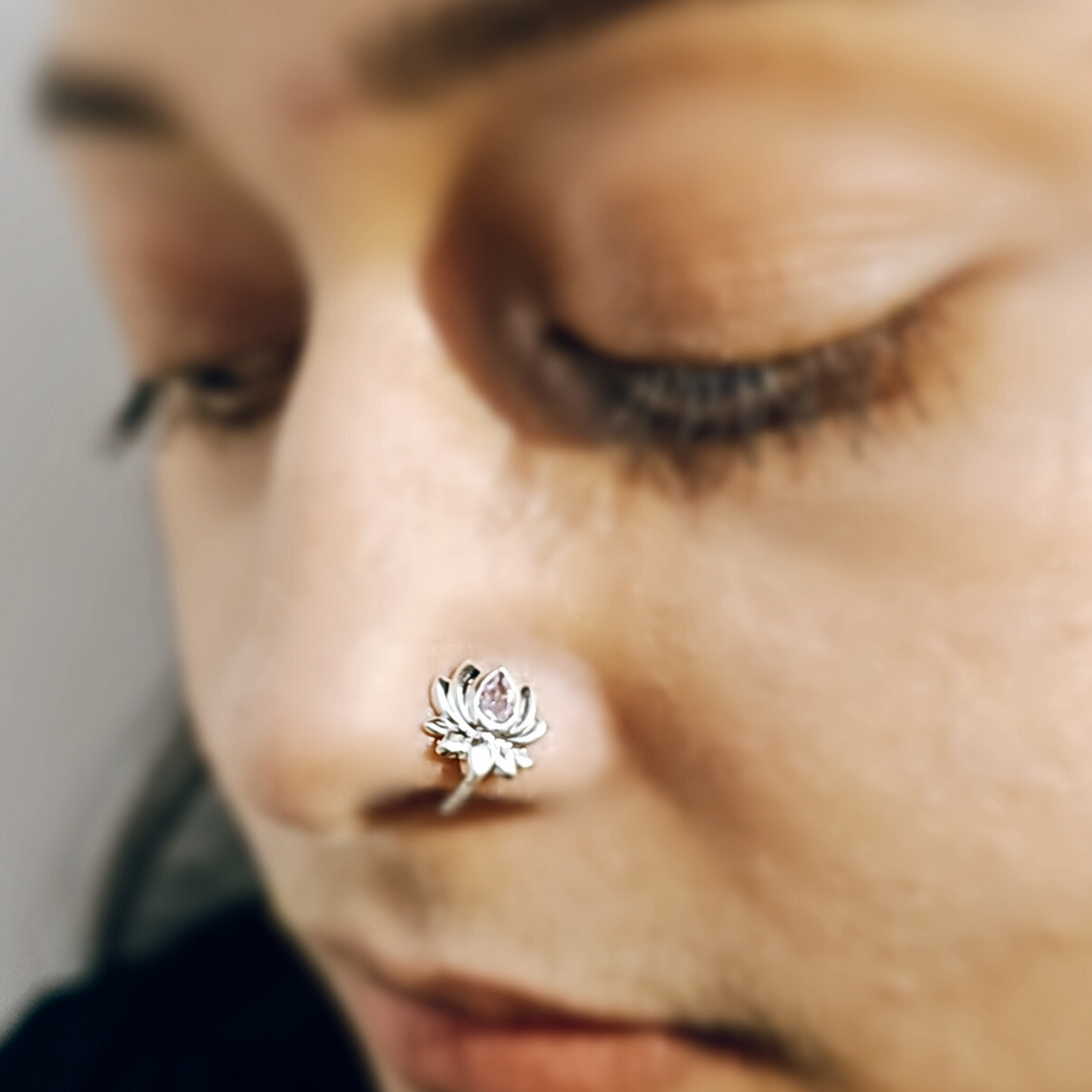 Lotus Nose Pin in 925 Silver (No Piercing)