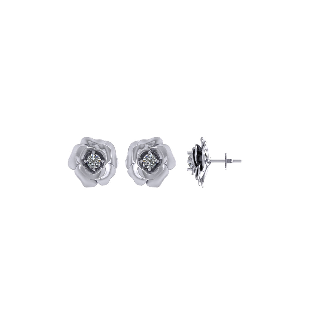 Rosy Bling Stud Earrings in 925 Silver