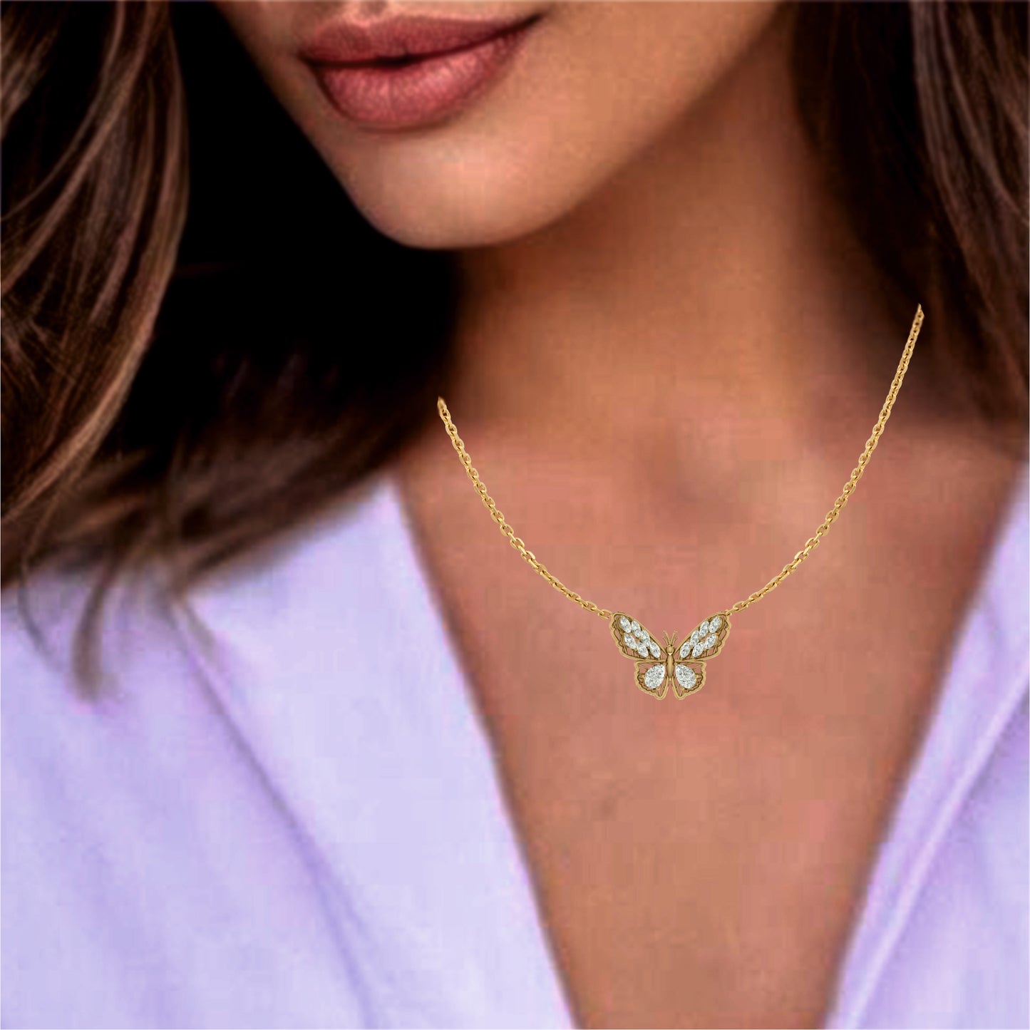Flickering Lit Butterfly Necklace