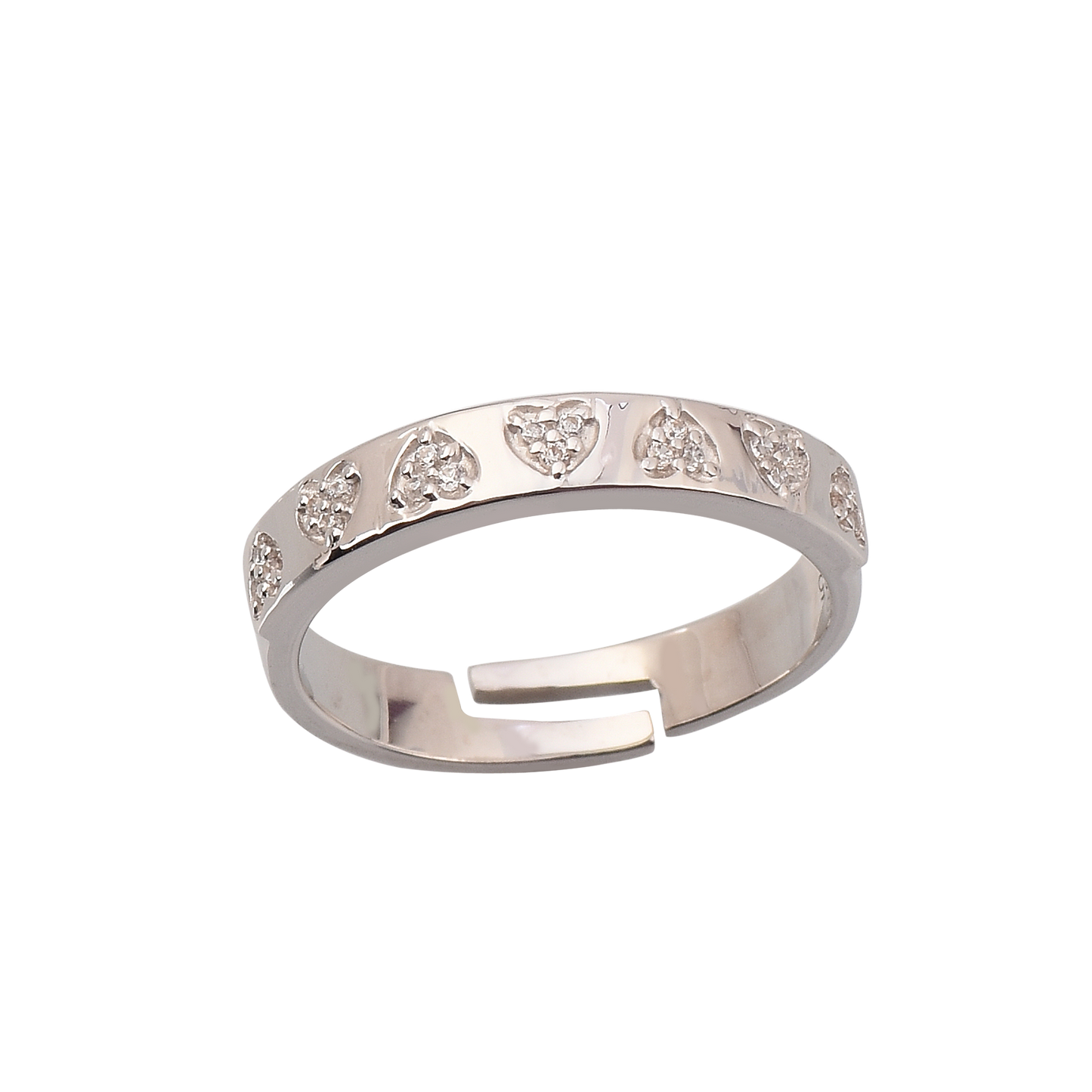 Glittering Heart Band Ring