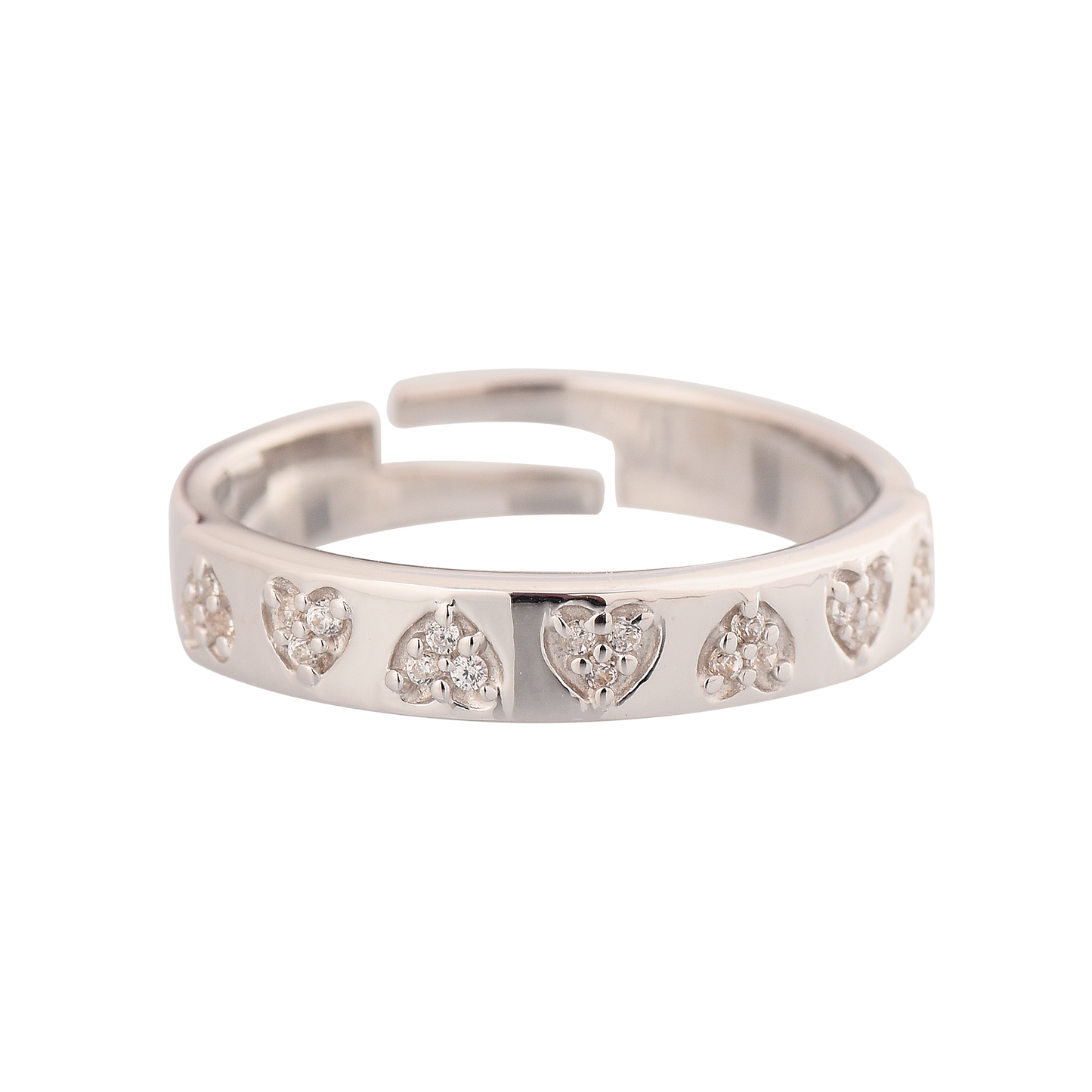 Glittering Heart Band Ring