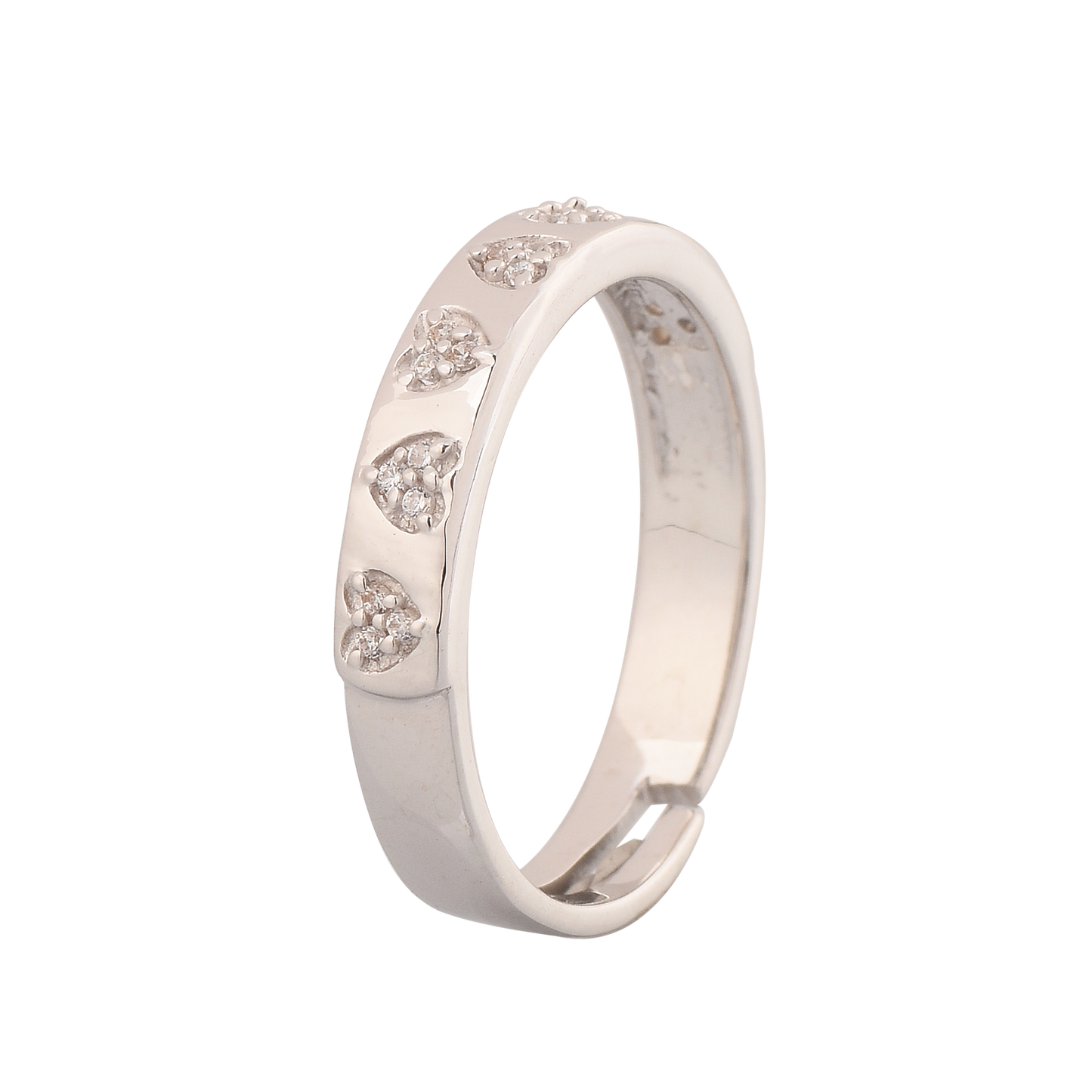 Glittering Heart Band Ring