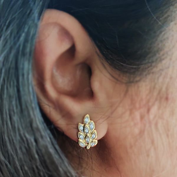 The Foliage Stud Earrings in 925 Silver and Yellow Plating