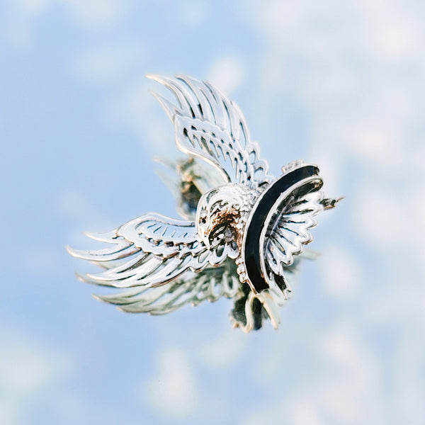 Adorn Rhodium Small Eagle Brooch