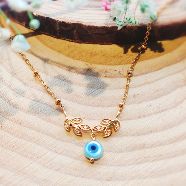 Leafy Evil Eye Necklace