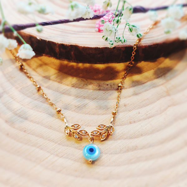 Leafy Evil Eye Necklace
