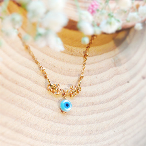 Leafy Evil Eye Necklace