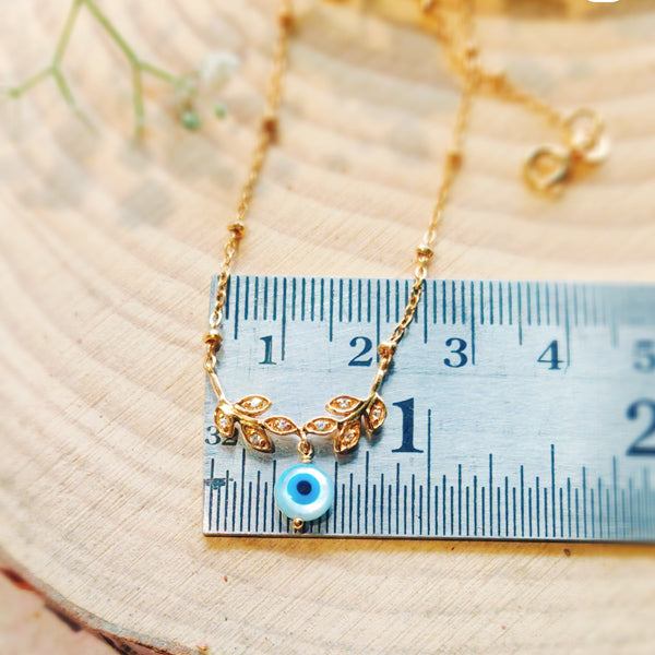 Leafy Evil Eye Necklace