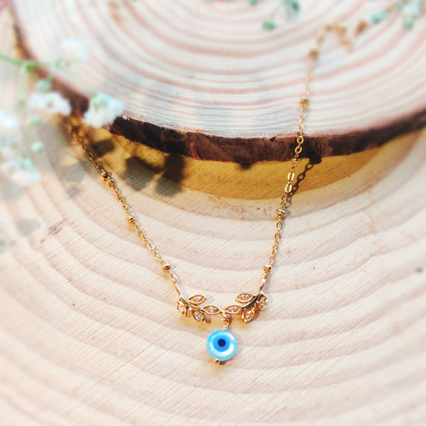 Leafy Evil Eye Necklace