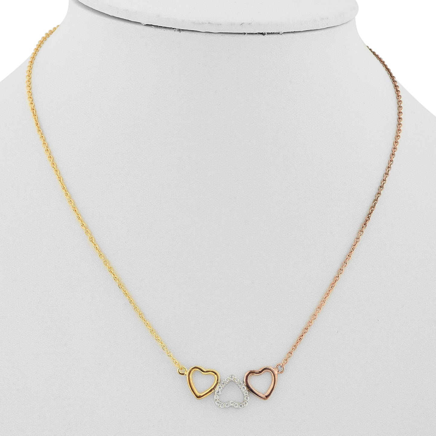 Tri Tone Heart Necklace