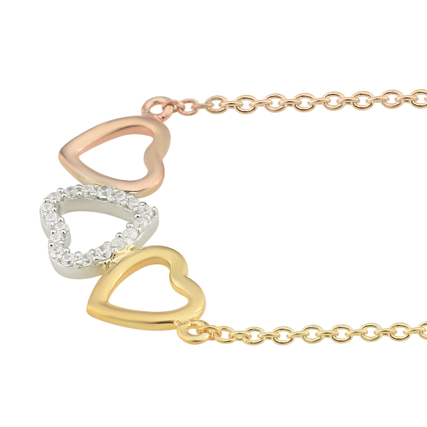 Tri Tone Heart Necklace
